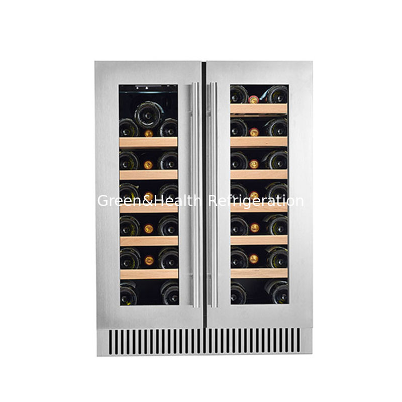 ETL Certificate 60-Bottle Black Freestanding Electric Wine Cooler With Glass Doors And Wood Shelves