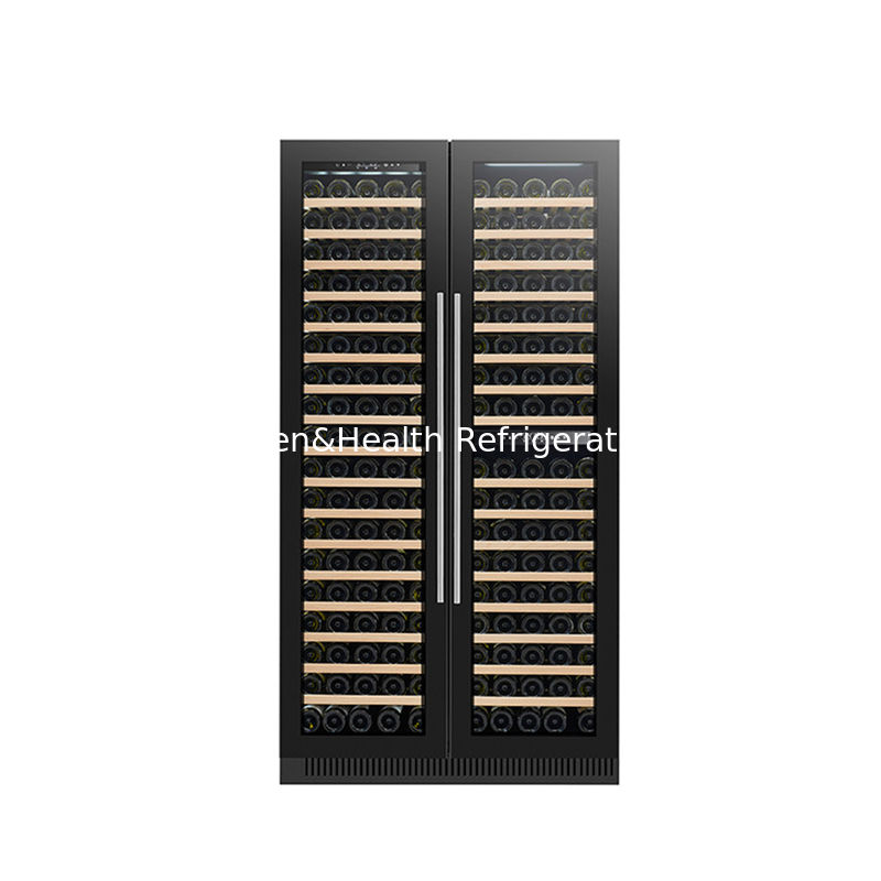 ETL Certificate 60-Bottle Black Freestanding Electric Wine Cooler With Glass Doors And Wood Shelves