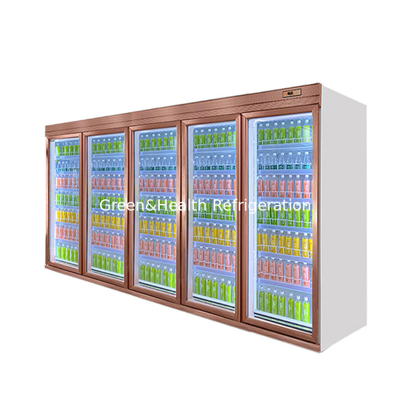 5 Layers Adjustable Shelf Glass Door Beverage Chiller with Fan Cooling System and Customizable Volume