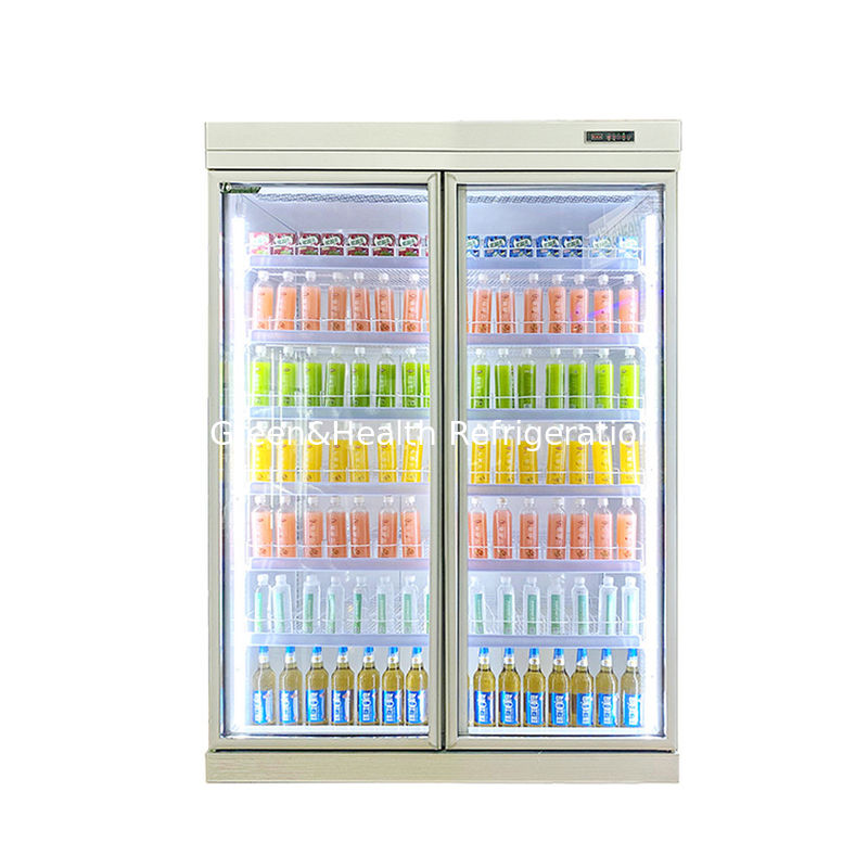 5 Layers Adjustable Shelf Glass Door Beverage Chiller with Fan Cooling and Digital Controller