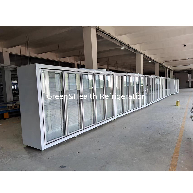 Commercial -18C Self - Contained Upright Display Glass Door Freezer For Frozen Food