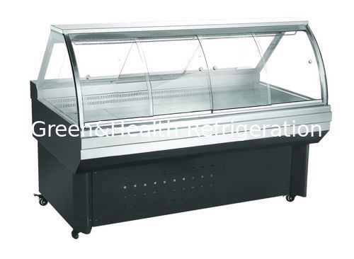 Curved Glass Deli Display Counter Refrigerator For Supermarket With Optional Rear