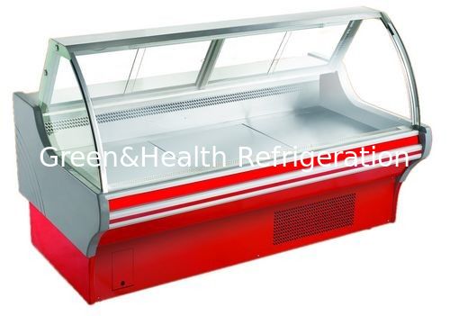 Curved Glass Deli Display Counter Refrigerator For Supermarket With Optional Rear
