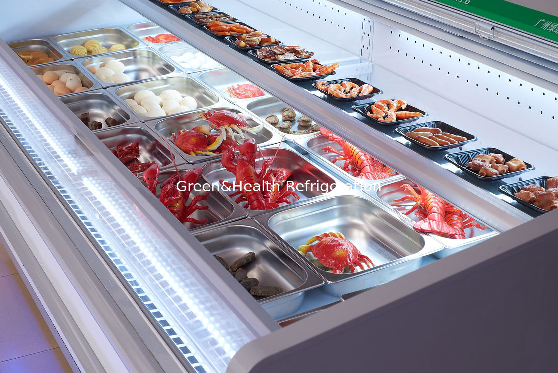 500L Deli Display Refrigerator / Meat Fish Open Top Display Cooler With Air Curtain