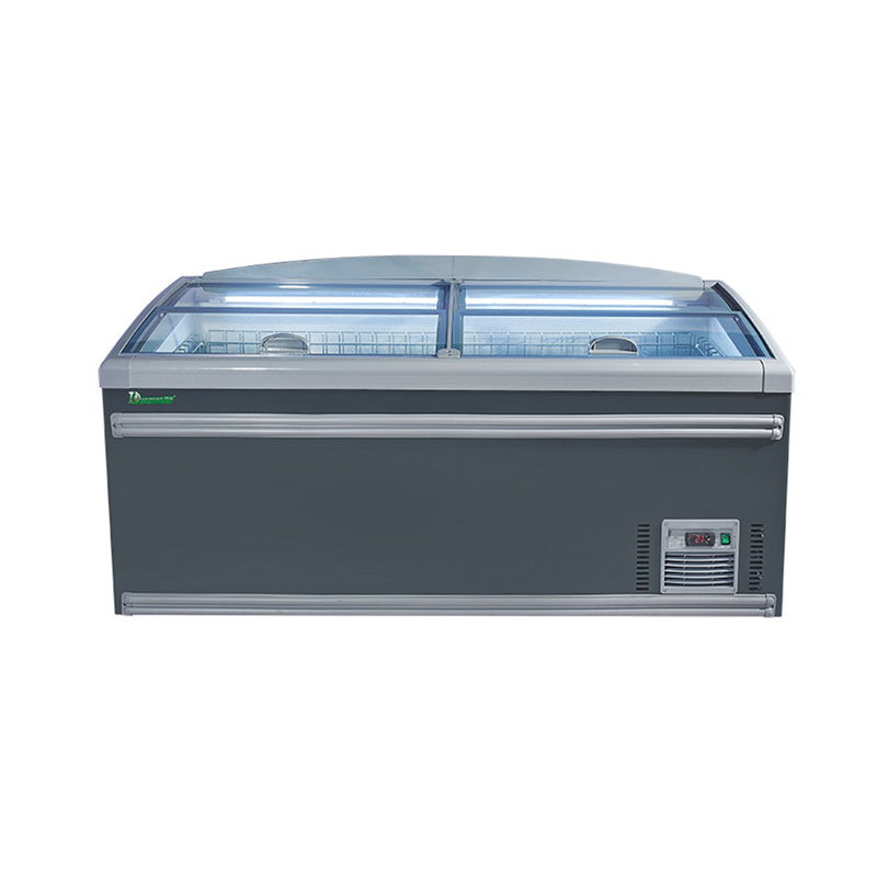 CE ROHS Commercial Display Freezer Supermarket Curved Glass Door Refrigerator