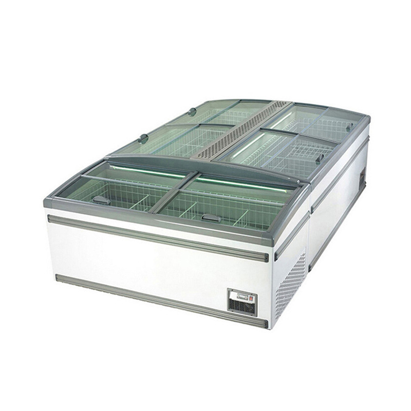 CE ROHS Commercial Display Freezer Supermarket Curved Glass Door Refrigerator