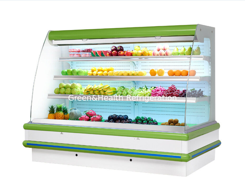 Energy Saving Multideck Open Display Chiller Showcase For Hypermarket With Wheels