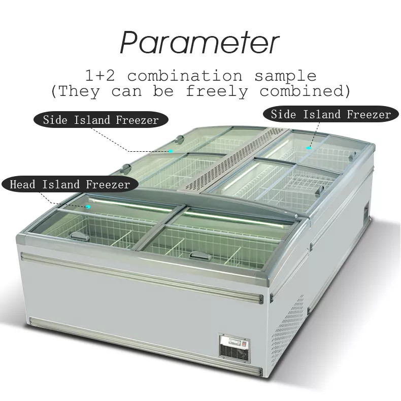Direct Cooling System Commercial Display Freezer With -18--22°C Temperature And 630L Volume