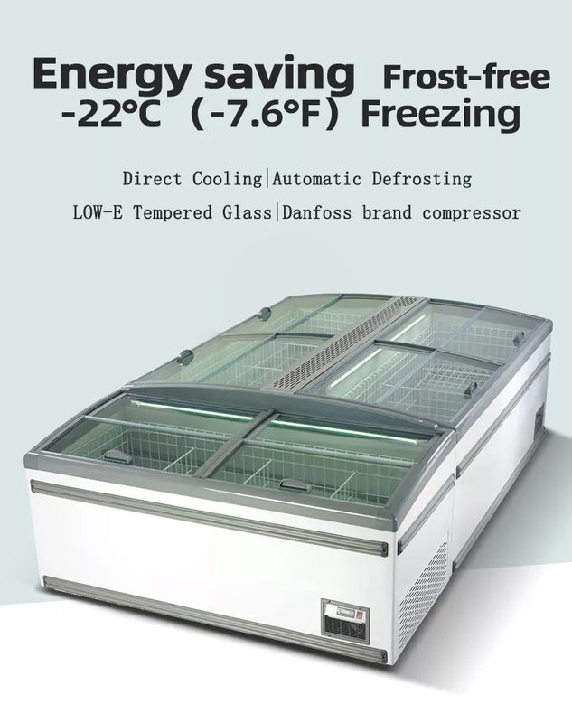 Direct Cooling System Commercial Display Freezer With -18--22°C Temperature And 630L Volume