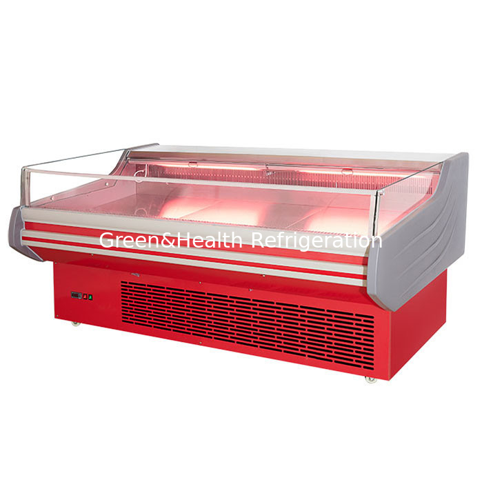 Supermarket Fresh Meat Storage Display Open Glass Stainless Steel Fresh Meat Freezer