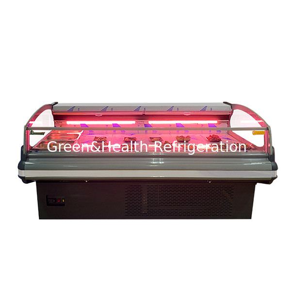 European Curved Glass Semi Open Fresh Meat Storage Display Freezer For Sale