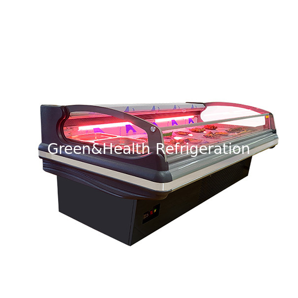European Curved Glass Semi Open Fresh Meat Storage Display Freezer For Sale