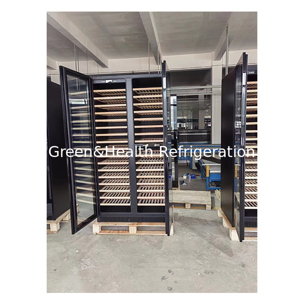 Single/Double Door Beech Wood Shelf Glass Door Red Wine Storage Freezer