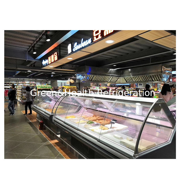 Large Commercial Stainless Steel Transparent Glass Cooked Food Storage Display Cooked Food Freezer