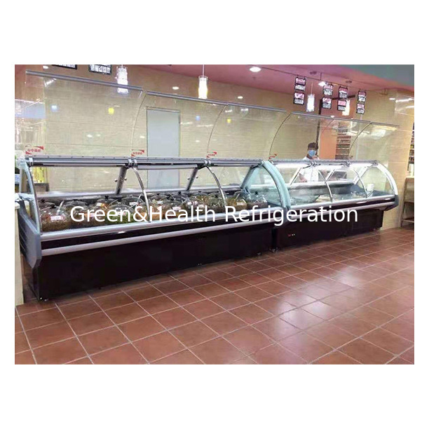 Large Commercial Stainless Steel Transparent Glass Cooked Food Storage Display Cooked Food Freezer