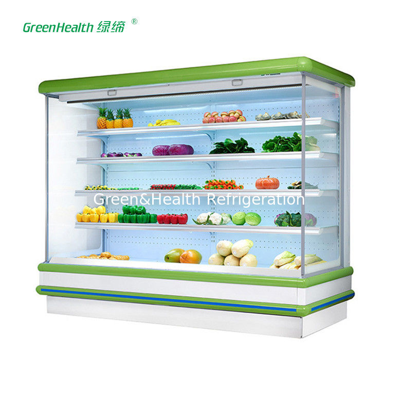Energy Saving Multideck Open Display Chiller Showcase For Hypermarket With Wheels