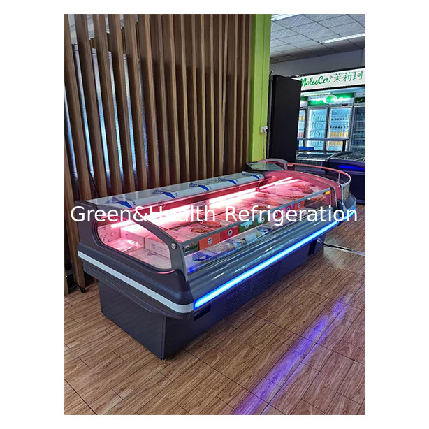 2.5 Meter Dark Gray Horizontal European Style Fresh Meat Storage Display Supermarket Fresh Meat Freezer