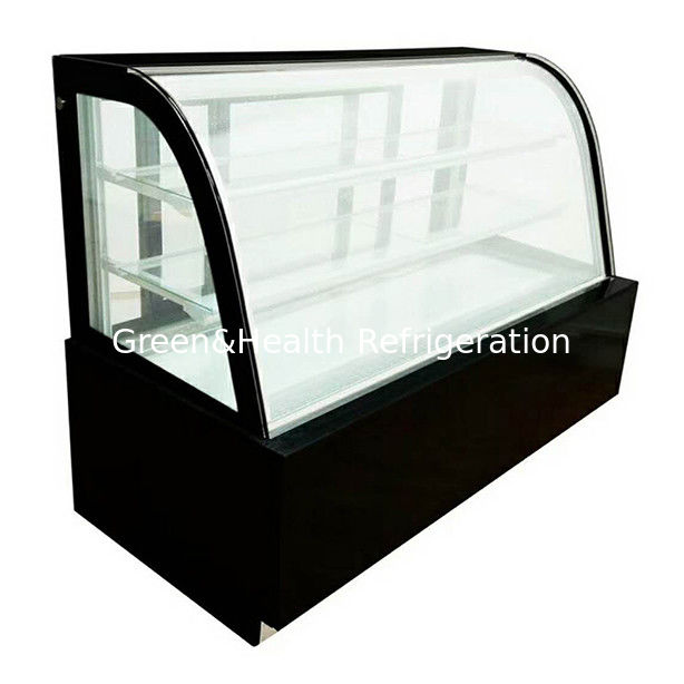 Curved Glass Stainless Steel Cake Display Freezer with Multiple Shelves for Commercial Use