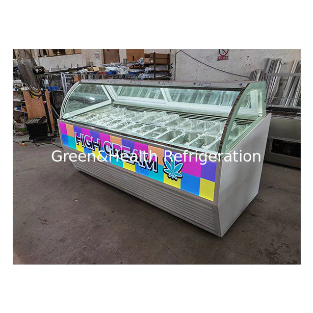Commercial Curved Glass Ice Cream Display Freezer with Digital Controller Tempered Glass and LED Lighting