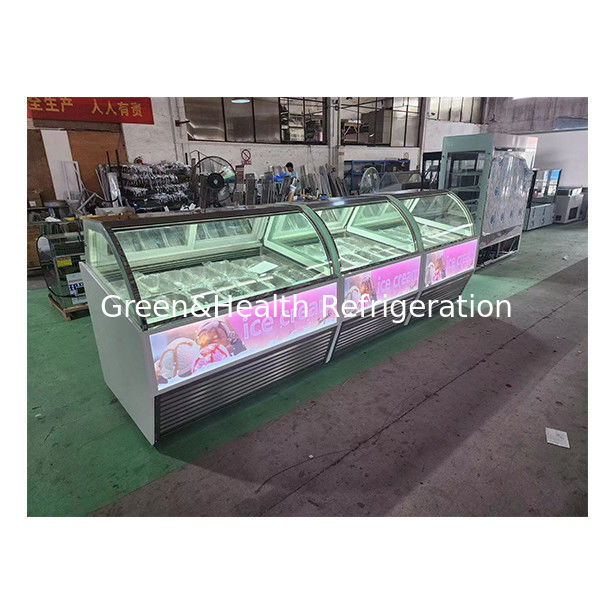 Commercial Curved Glass Ice Cream Display Freezer with Digital Controller Tempered Glass and LED Lighting