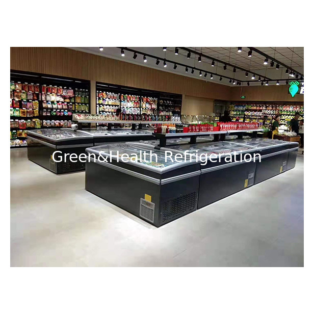 Built In Compressor For Fast Refrigeration Of Frozen Products Freezer Island Cabinet For Sale