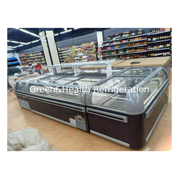 Built In Compressor For Fast Refrigeration Of Frozen Products Freezer Island Cabinet For Sale