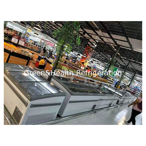 Built In Compressor For Fast Refrigeration Of Frozen Products Freezer Island Cabinet For Sale