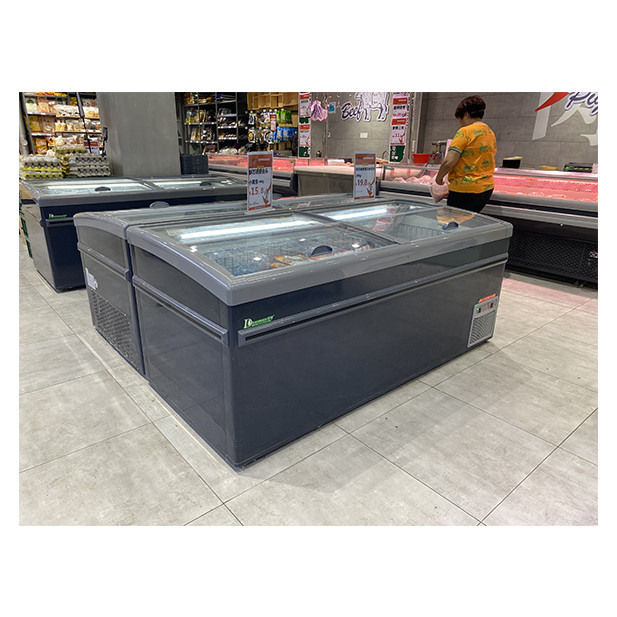Lower Unit Large Capacity Cryogenic Frozen Products/Rice-Meat Dumplings/Seafood Storage Display Island Cabinet Freezer