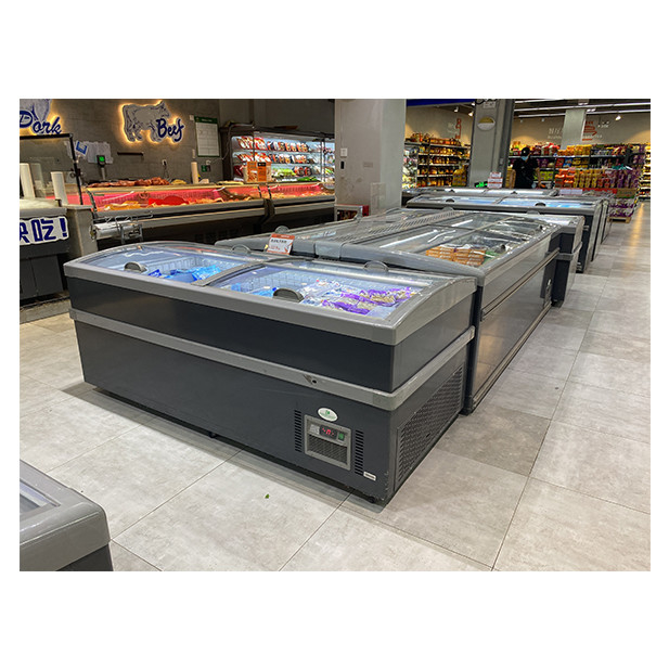 Lower Unit Large Capacity Cryogenic Frozen Products/Rice-Meat Dumplings/Seafood Storage Display Island Cabinet Freezer