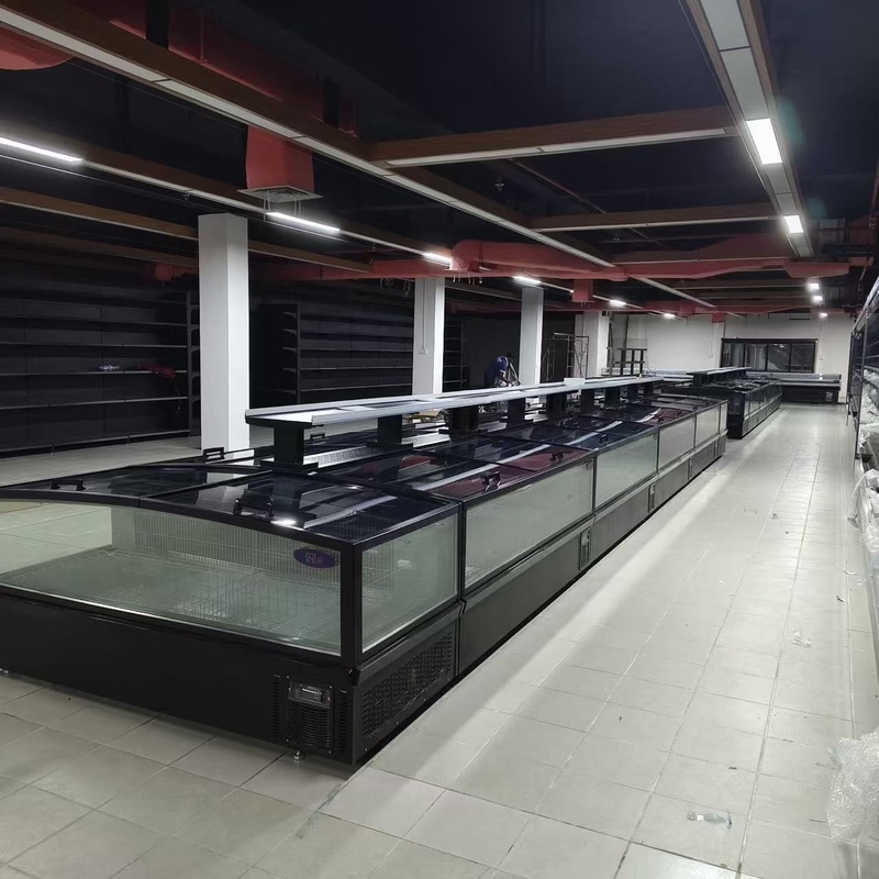 -18--22°C R290 Modular Plug-In Ventilated Island Freezer with Ultra-Large Curved Glass Display‌