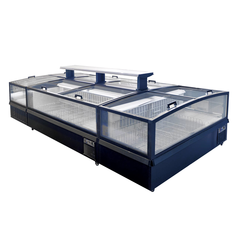 -18--22°C R290 Modular Plug-In Ventilated Island Freezer with Ultra-Large Curved Glass Display‌