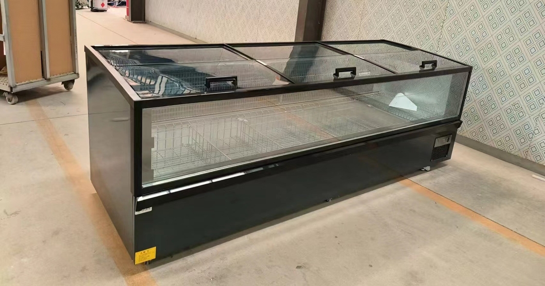 -18--22°C R290 Modular Plug-In Ventilated Island Freezer with Ultra-Large Curved Glass Display‌