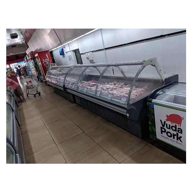 Lower Unit Curved Transparent Glass Cooked Food Refrigeration And Freezing Display Cooked Food Freezer