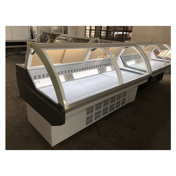 Lower Unit Curved Transparent Glass Cooked Food Refrigeration And Freezing Display Cooked Food Freezer