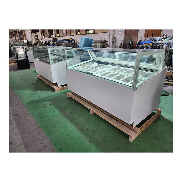 Ice Cream Shops / Convenience Stores Use Commercial Stainless Steel Glass Ice Cream Refrigeration Display Refrigerators