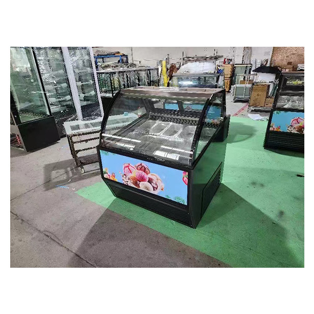 Ice Cream Shops / Convenience Stores Use Commercial Stainless Steel Glass Ice Cream Refrigeration Display Refrigerators