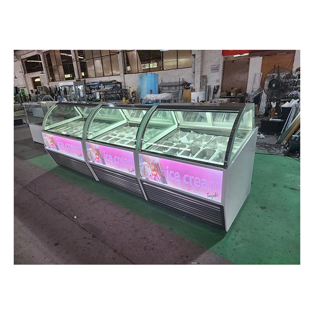 Ice Cream Shops / Convenience Stores Use Commercial Stainless Steel Glass Ice Cream Refrigeration Display Refrigerators