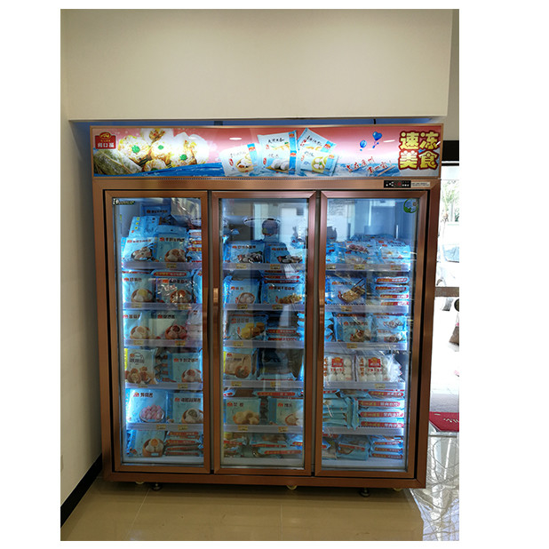 Supermarket / Store With Three Glass Doors Equipped With Unit Freezing Display Refrigerators