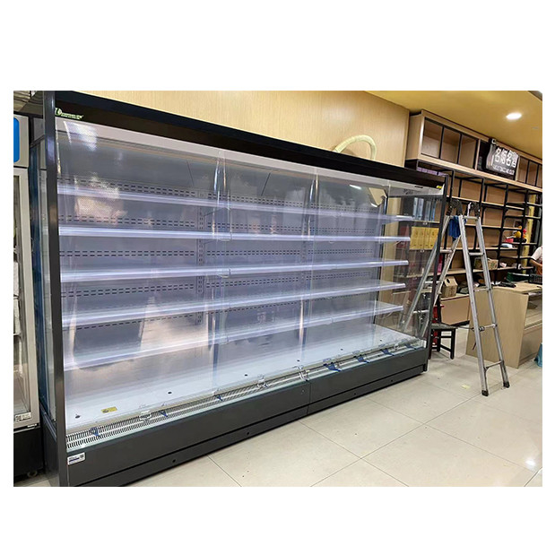 High Quality Commercial Right Angle Five Layer Shelf Open Food Storage Air Curtain Cabinet Freezer