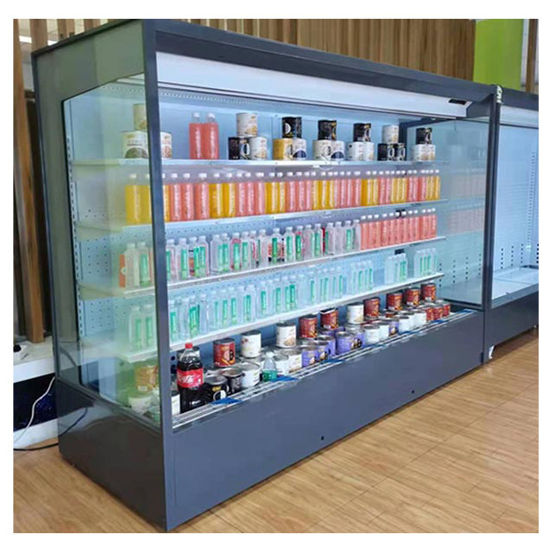 High Quality Commercial Right Angle Five Layer Shelf Open Food Storage Air Curtain Cabinet Freezer