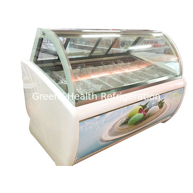 Commercial Ice Cream Display Freezer with Adjustable Thermostat Stainless Steel Pans and R404a Refrigerant