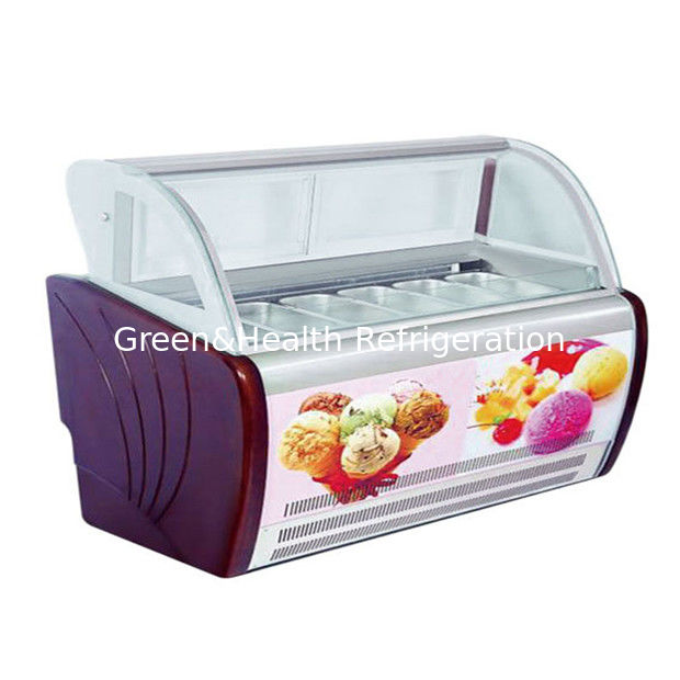 Commercial Ice Cream Display Freezer with Adjustable Thermostat Stainless Steel Pans and R404a Refrigerant