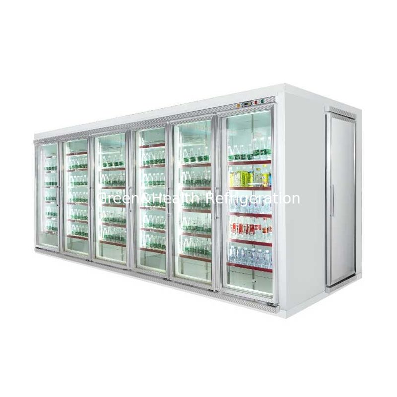 Refrigerated Glass Door Display Chiller / Walk In Blast Freezer with Display Shelf For Meat and Vegetable