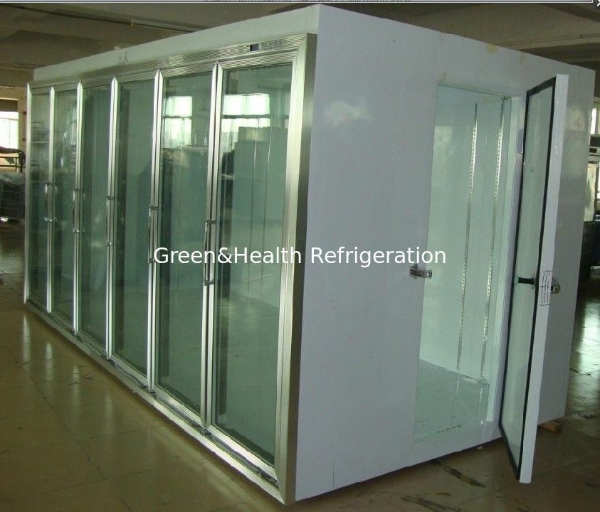 Commercial Glass Door Walk In Freezer For Supermarket With Customized Size