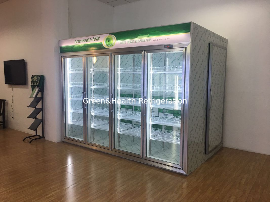 Refrigerated Glass Door Display Chiller / Walk In Blast Freezer with Display Shelf For Meat and Vegetable