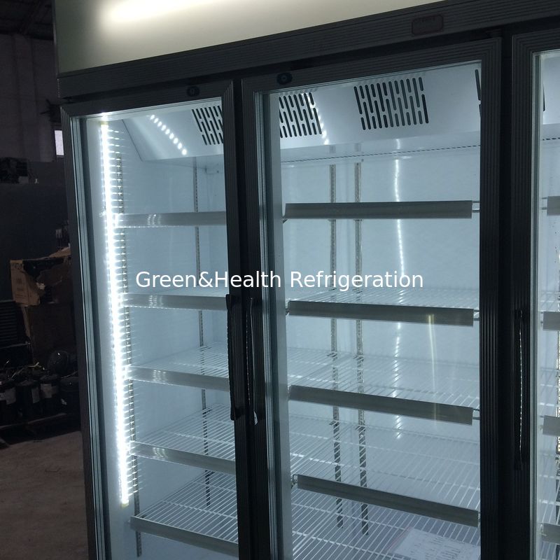 Chain Store Adjustable Shelving 2 Glass Door Freezer for Frozen Food with Fan Cooling