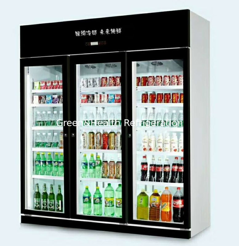 Upright Vertical Ice Cream Glass Door Display Freezer For Frozen Food Energy - Saving