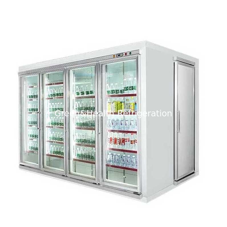 Commercial Glass Door Walk In Freezer For Supermarket With Customized Size