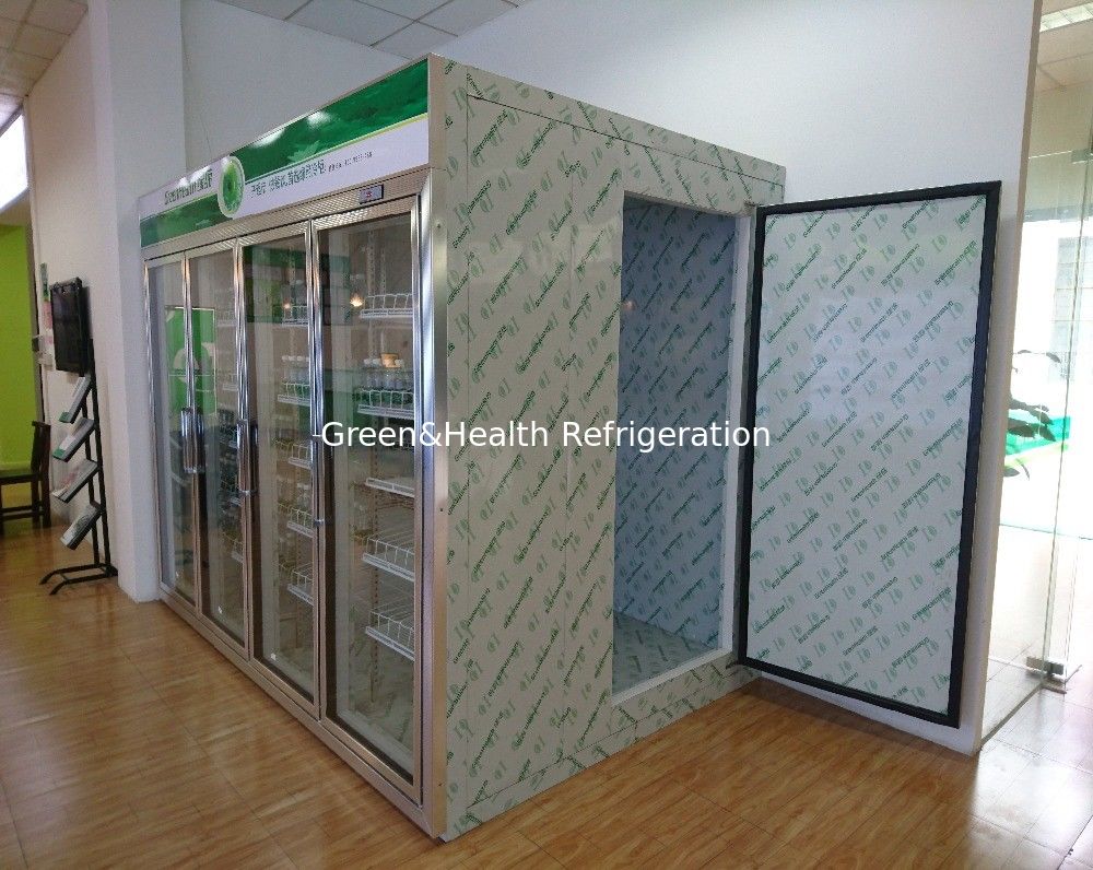 Commercial Glass Door Walk In Freezer For Supermarket With Customized Size