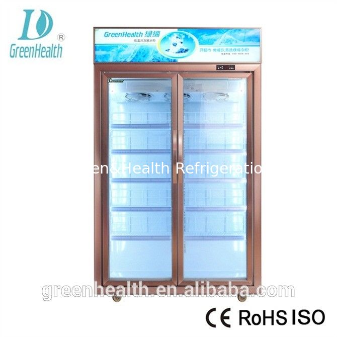 Upright Vertical Ice Cream Glass Door Display Freezer For Frozen Food Energy - Saving